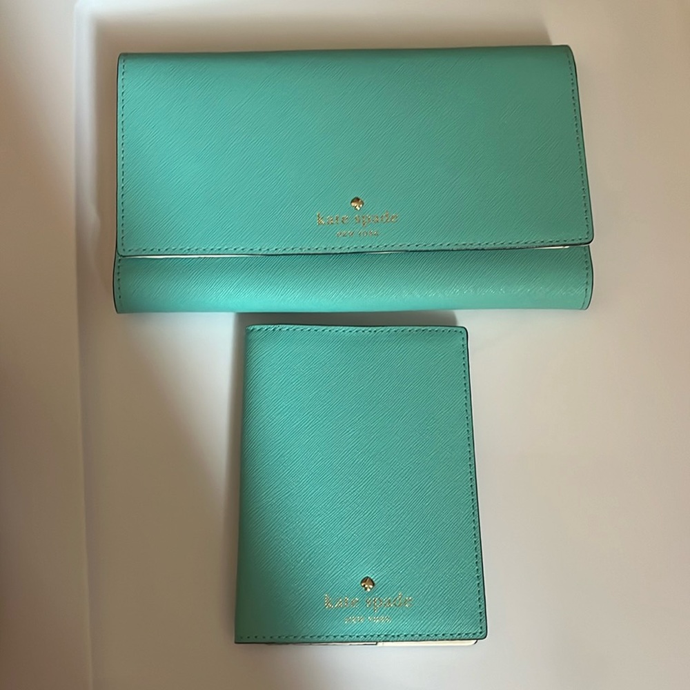 Kate Spade matching passport cover and wallet/clutch.